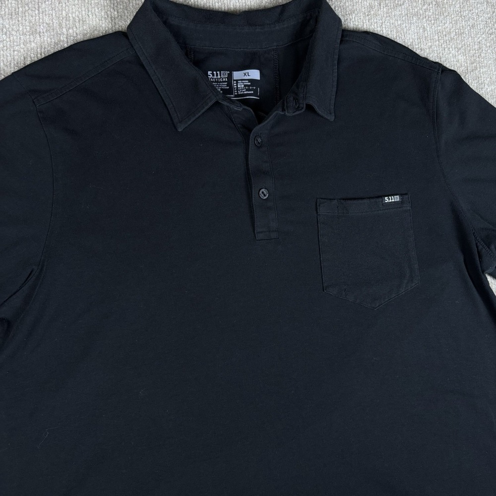 5.11 Tactical Polo Shirt Mens XL Black Short Sleeve Pocket Cotton Stretch